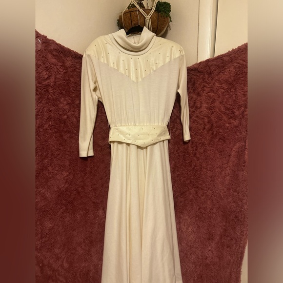 Rare Vintage Pearl Embellished 1980’s Formal Dress 8 with belt 80s Toni Todd - Picture 2 of 6